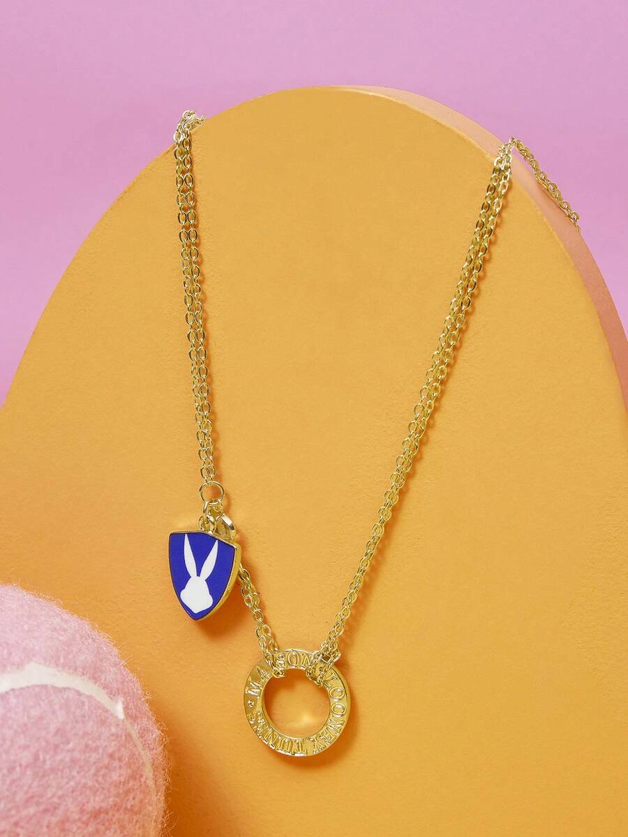 LOONEY TUNES X SHEIN 1件装时尚卡通元素印花锌合金吊坠项链，奢华小众，休闲时尚，适合派对、音乐会、节日等场合。 - 金色 - 查看 1