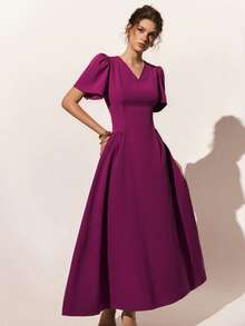 Poéselle Women's Fashionable Casual Long Dress - Red Plum - View 6