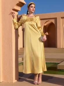 Al Najma Abaya Ả Rập của phụ nữ - Màu vàng - Xem 8