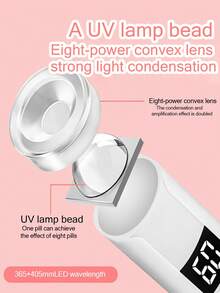 Teckwe 1件/2件 便攜式UV LED美甲燈 手持式美甲UV燈 專業美甲烘乾燈 Gel X 凝膠美甲快乾燈 LED美甲燈 便攜迷你美甲烘乾機 凝膠指甲油美甲膠 USB手電筒 家用DIY美甲美甲工具 女孩最佳禮物 可充電鋰電池容量：300mAh - 彩色 - 查看 2