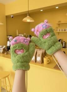 Joivida Whimsical DIY Double Pigtail Mittens Thermal Lined Hand Warmers With Detachable Neck Strap Creative Funny Design Winter Cold Weather Protection Christmas Stocking Fillers Holiday Gift Ideas For Women Girls Scandinavian Style Must Haves - Multicolor - View 1