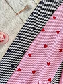 Dream Adore Bubble Wrinkle Striped Heart Bow Pants Heart Print Pants Women's Pajama Pants Striped Pajama Pants Pajama Pants Loungewear Pants - Multicolor - View 5