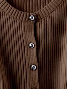 Franclia Y2K Cardigan Sweater, Suitable For Commuting, School, Halloween, Office, Outdoor, Birthday, Casual Wear In Autumn/Winter - Coffee Brown - View 6