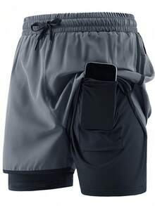 3 Piezas Pantalones cortos deportivos de camuflaje para hombre, 2 en 1, de secado rápido, para entrenamiento, gimnasio, Fitness, Jogging, Verano - 3PCS - Ver 4