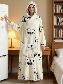 1 conjunto Cobertor com Capuz Vestível Extra Longo com Mangas para Adultos - Reforçado para Outono e Inverno, Moletom com Capuz Gigante Superquente e Confortável de Fleece Oversized com Bolso Gigante, Presente de Moletom Cobertor para Mulheres, Homens, Mães, Bolso Oversized, Moletom Unissex Lavável em Máquina para Uso Interno/Externo, Conforto Interno, Estética Charmosa, Textura Confortável, Lazer em Casa - Multicolorido - Visão 6