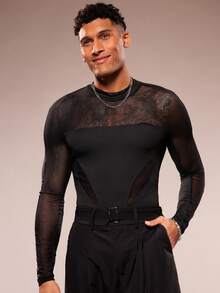 FeverCity 男士圆领长袖网眼拼接连体衣