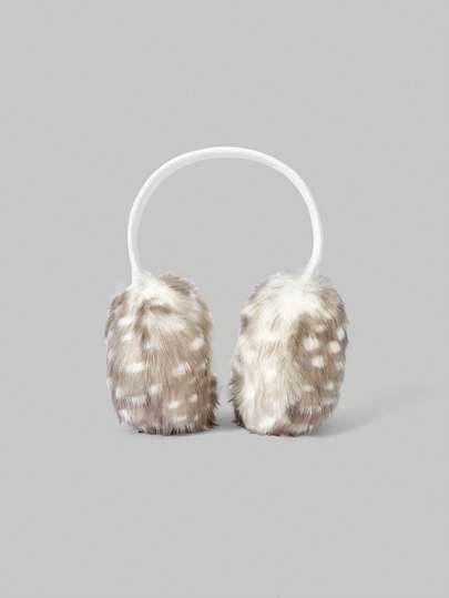 ROMWE Fairycore 1 pieza Orejeras con estampado de ciervo estilo Y2K, diseño lindo y dulce, de moda y minimalista, adecuado para la escuela, las compras, el transporte y otras ocasiones como Navidad