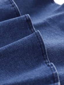 Modna, jeansowa mini spódniczka w stylu Sweet Cake dla nastolatek, odpowiednia na wiosnę, lato, jesień i zimę. Średnio sprany denim w kolorze niebieskim, modny styl uliczny Y2K, uroczy i uroczy wzór, warstwowy, falbaniasty dół z kokardką, elastyczny pas, miękka i elastyczna bawełna z efektem denimu, uniwersalna na co dzień, na imprezę, do szkoły i do pracy. Nowość na jesień/zimę. - Średni jeans - Zobacz 8