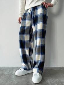 HUEFORM 男士抽绳腰带口袋格子阔腿宽松休闲裤