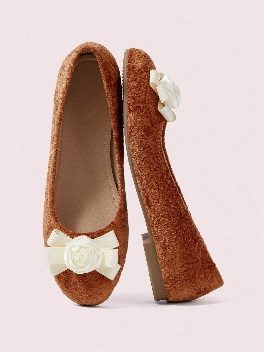 CUCCOO DOLLMOD Women's Elegant Commuter Flats With 3D Flower Bow Decor For Christmas - Brown - View 1