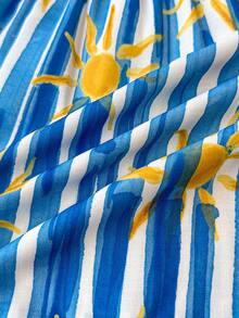 Travachic Women's Vacation Waist Tie Striped Print Shorts - Blue - View 5