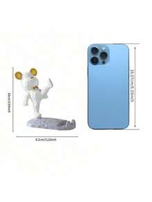 1pc Cute Phone Stand, Cartoon Bear Shaped Phone Holder, Compatible With Both Mobile Phones And Tablets, Suitable For Office Desktop, Bedside, Living Room, Study, Bedroom, Gifts Back To School - White kick - View 2