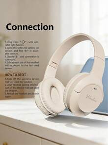 Teckwe 新款可伸缩折叠无线耳机，HIFI立体声低音，超长续航，超值礼品，爆款，适用于游戏、手机，防汗带麦克风，全面兼容，低延迟（电池容量150mAh） - 卡其色 - 查看 3