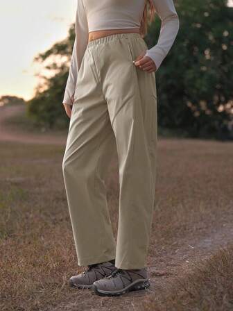 Exploreva Pantalon décontracté pour femmes de couleur unie pour l'extérieur