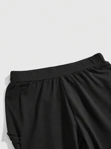 ROMWE Gothic Hollow-Out Knitted Stretchy Leggings For Women - Black - View 3