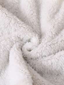 SHEIN 少女休闲百搭多功能保暖毛领中长连帽针织外套，适合上学和日常穿着，秋冬季 - 卡其色 - 查看 3