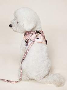 PETSIN 猫背带和牵引绳套装、带反光条的透气网眼宠物背心背带、适合小型猫的可调节步入式背带（粉色图案）、猫弹簧玩具、带铃铛的猫项圈 - 淺粉色 - 查看 9