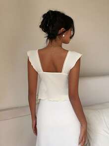 CovetEZ Women's Elegant Apricot Asymmetric Hem T-Shirt, Summer - Apricot - View 2