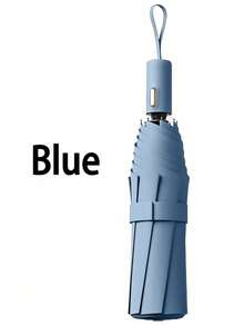 1pc Fully Automatic 16 Ribs Black Umbrella, Windproof Sun Protection Umbrella, UV Blocking Reverse Folding Compact Umbrella, Business Umbrella For One Person For School,Office,Household,Travel (Fabric Cover, Rib Color, And English Letter Pattern Design Randomly Assorted)