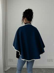 Islaluna Nowa jesienno-zimowa wełniana peleryna typu poncho, uniwersalna i elegancka dla kobiet