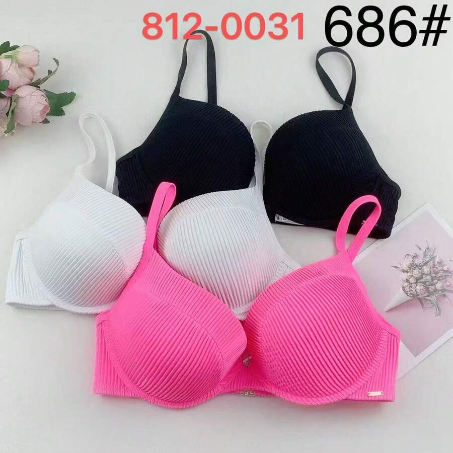 Sujetador de mujer, sujetador con aros - Uno rosa y otro blanco. - Ver 1