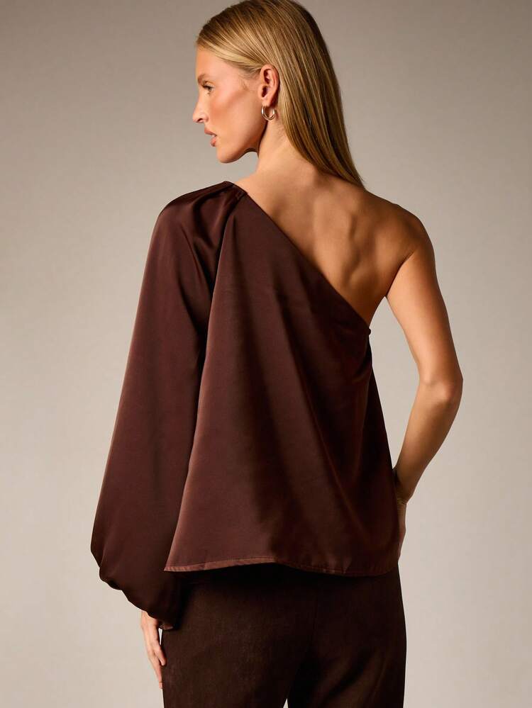 One Shoulder Blouse With Drape Detail