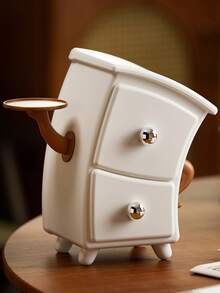 Madebyblanc 1 Piece Of Dressing Table Jewelry, Earrings, Grid Sorting Rack, Entrance Cross Waist Cabinet, Creative Bent Drawer Desktop Storage Box - White - View 2