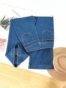 HIMARRI Jeans wide leg mujer mezclilla Vaquera Pantalón Mezclilla mujer mezclilla ropa de mujer denim pantalones para mujer outfit vaquero mujer - Azul - Ver 4