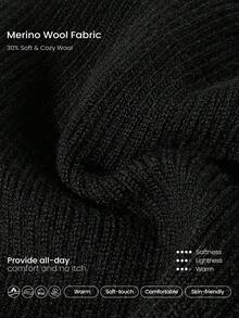GLOWMODE Keep It Cozy 30% Wool Soft Warm Chill Ribbed Drawstrings Woven Balaclava Autumn Winter Daily Casual Wear - Black - View 6