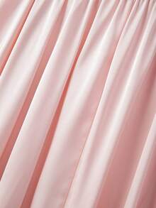 GlowEve CURVE Váy chữ A màu hồng lãng mạn, vải satin bóng cỡ lớn, thắt nơ ruy băng đen, cạp chun, dài đến giữa bắp chân dành cho nữ - Hồng - Xem 6