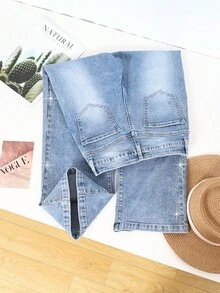 HIMARRI Mujer brillo Pantalón con brillos Mezclilla mujer mezclilla ropa vaquera de mujer denim pantalones para mujer outfit vaquero mujer pantalón de brillos pantalón de brillos - Azul - Ver 4