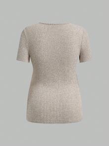 SHEIN Áo cho bà bầu tay ngắn cổ tròn màu trơn, kiểu dáng thường ngày, áo cho con bú 3 mảnh, áo cho con bú. - Nhiều màu - Xem 15