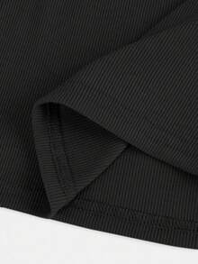 Firerie Kids Tween Girls' Asymmetrical Shoulder Knit Top T-Shirt, Casual & Fashionable, Versatile For Outings - Black - View 4