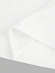 Firerie Kids 少女不对称肩针织上衣T恤，休闲时尚百搭街头风 - 白色 - 查看 4