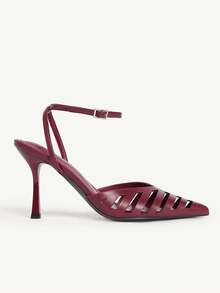 CUCCOO CHICEST 女士尖头镂空扣设计时尚优雅高跟鞋 - 酒紅色 - 查看 9