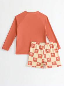 2pcs Baby Boys Swimwear Set, Cute Coconut Tree Print Separate Swim Trunks, Beach Holiday Swimming Outfit Boy Beach Wear Toddler Swim Shirt Boys Swim Shirt Boys Rash Guard Top Boys Long Sleeve Swim Shirt Summer Vacation Thermal Christmas Holiday Festival New Years Valentines Swim 
رمضان
عباياتabaya جلابياتjalabiya جلابيه - Brown - View 2