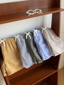 SHEIN LMoss Kids 5条装 男童休闲、舒适、百搭、实用短裤，适合日常穿着、上学、外出、运动、春夏穿着 - 彩色 - 查看 5