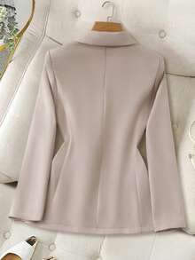 Modelyn Women's Rhinestone Decor Lapel NeckLong Sleeve Side Knot Elegant Blazer - Khaki - View 2
