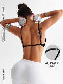 Sujetador deportivo de unicolor, cómodo y ajustable de Velisys, adecuado para uso diario, yoga, fitness, top deportivo de espalda de tirantes cruzados - Multicolor - Ver 2