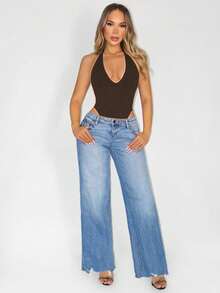 Sirith Bộ đồ liền thân hở lưng cổ yếm liền mạch, màu trơn - Màu nâu  Mocha - Xem 6