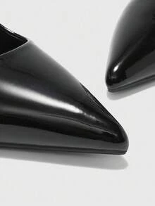 CUCCOO BIZCHIC Giày cao gót mũi nhọn thời trang thiết kế khóa cài cho nữ khi đi làm hàng ngày - màu đen - Xem 8