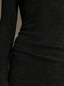 Ontre 2026春夏新款女士修身简约百搭超长连衣裙，都市通勤商务休闲装，情人节派对、婚礼宾客、度假等场合的优雅之选 - 黑色 - 查看 7