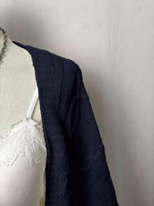 EgrlEra Áo khoác cardigan tay dài dáng ngắn tối giản Jeanoir, trang phục thường ngày thoải mái, áo tay dài thời trang nữ, set đồ phong cách. - Màu xanh hải quân - Xem 3