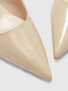 CUCCOO BIZCHIC Tacones altos de moda con diseño de hebilla y punta afilada para uso diario - Beis - Ver 8