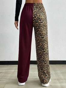 EURMUSE Cotton Petite Two Color Contrast Printed Sweatpants - Multicolor - View 2