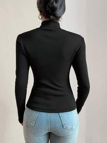 Tseoso Áo thun dài tay nữ màu trắng in logo hươu, kiểu dáng tối giản, đa năng, có lớp lót giữ nhiệt - Mẫu áo thanh lịch và ấm áp cho mùa thu/đông, thích hợp cho hẹn hò, tập gym, hoạt động ngoài trời, thể thao, công sở và đi làm. - màu đen - Xem 5