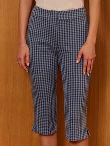 lacRébo Quần lửng kẻ caro xanh lấy cảm hứng từ phong cách cổ điển - Nhiều màu - Xem 5