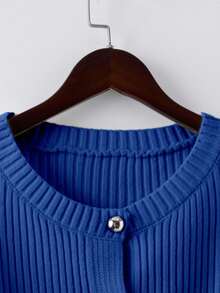 Franclia Y2K Cardigan Sweater, Suitable For Commuting, School, Halloween, Office, Outdoor, Birthday, Casual Wear In Autumn/Winter - Blue - View 5