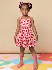 Young Girl Ditsy Floral Backless Hollow Out Camisole Dress Summer Outfits - Red - View 5