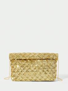 SHECARRY 女士软亮片信封包手拿包，适合派对、约会和节日场合 - 金色 - 查看 6